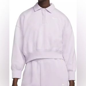 Nike Women's Phoenix Fleece 3/4-Sleeve Crop Polo Sweatshirt